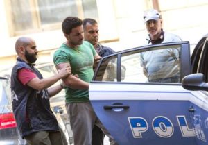 G.F., il presunto stupratore di Prati,  viene trasferito in carcere dalla questura di Roma, 1 luglio 2015. ANSA/MASSIMO PERCOSSI