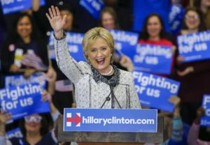 epa05184465 Democratic 2016 US presidential candidate former US Secretary of State Hillary Clinton celebrates her South Carolina Democratic presidential primary election victory against Vermont Senator Bernie Sanders in Columbia, South Carolina, USA, 27 February 2016. EPA/ERIK S. LESSER