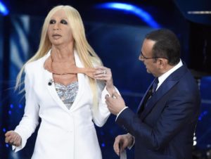 Italian actress Virginia Raffaele and Italian host Carlo Conti on stage during the Sanremo Italian Song Festival, at the Ariston theater in Sanremo, Italy, 11 February 2016. The 66th Festival della Canzone Italiana runs from 09 to 13 February. ANSA/CLAUDIO ONORATI