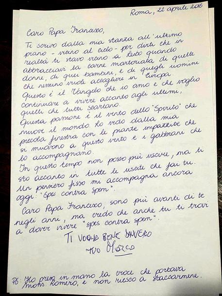 ++ Pannella, la lettera a Papa Francesco “ti voglio bene” ++