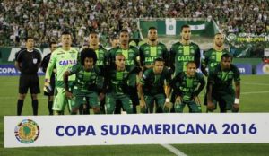 A picture dated 23 November 2016 and made available on 29 November 2016 shows players of the Brazilian Chapecoense soccer team before their semifinal match of the South American Cup, at the Conda Arena of Chapeco, Brazil. A plane reportedly carrying 81 people, including the players of the Brazilian soccer club Chapecoense, has crashed on 29 November 2016. The plane was said to have crashed in a mountainous area outside Medellin as it was approaching the Jose Maria Cordoba airport, media said. The cause of the incident is yet uknown. The Chapecoense were scheduled to play in the Copa Sudamericana final against the Medellin's Atletico Nacional on 30 November. EPA/MARCIO CUNHA