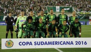 A picture dated 23 November 2016 and made available on 29 November 2016 shows players of the Brazilian Chapecoense soccer team before their semifinal match of the South American Cup, at the Conda Arena of Chapeco, Brazil. A plane reportedly carrying 81 people, including the players of the Brazilian soccer club Chapecoense, has crashed on 29 November 2016. The plane was said to have crashed in a mountainous area outside Medellin as it was approaching the Jose Maria Cordoba airport, media said. The cause of the incident is yet uknown. The Chapecoense were scheduled to play in the Copa Sudamericana final against the Medellin's Atletico Nacional on 30 November. EPA/MARCIO CUNHA