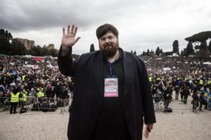 Mario Adinolfi al Circo Massimo in occasione del Family Day, Roma, 30 gennaio 2016. ANSA/ ANGELO CARCONI