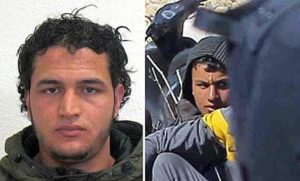 Una delle foto segnaletiche distribuite dalla polizia tedesca del tunisino Anis Amri (S), ricercato per l'attentato al mercatino di Berlino, combata con una foto ANSA scattata a Lampedusa il 3 aprile 2011 dove si riconosce lo stesso Amri (D) tra i minori che appiccarono l'incendio alla Casa Fraternità della parrocchia a Lampedusa. ANSA