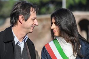 The mayor of Rome, Virginia Raggi (R) and Luca Bergamo, Department of Culture of the Municipality of Rome (L) on the occasion of the reopening of the Circus Maximus after restoration, Rome, Italy 16 November 2016. ANSA/ALESSANDRO DI MEO