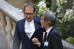 German Federal Minister of Transport and Digital Infrastructure Alexander Dobrindt (L) and Italian Minister in charge of Infrastructure and Transport Graziano Delrio after the emergency meeting on border cooperation, at the French interior ministry in Place Beauvau in Paris, France, 29 August 2015. EPA/ETIENNE LAURENT