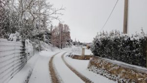 La neve abbondante cade a Gioia del Colle in Puglia, 6 gennaio 2017. ANSA/Paolo Melchiorre