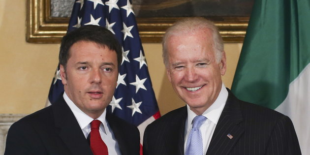 Italy’s Prime Minister Matteo Renzi meets U.S. Vice President Joe Biden at Villa Taverna in Rome, Italy