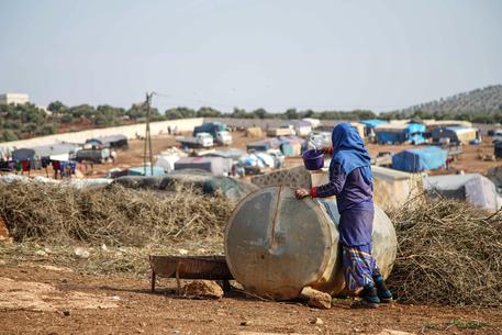 Displaced families inside Atamah camp in Syrian-Turkish broder