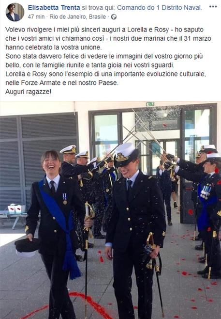 “Marinaie oggi spose”, gli auguri della Trenta