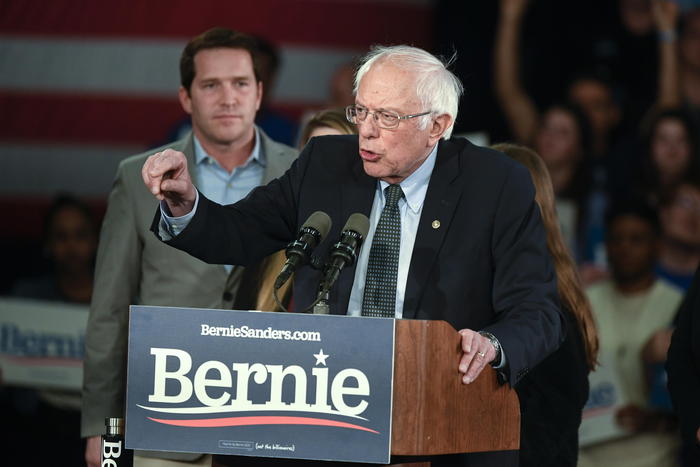 Senator Bernie Sanders at Iowa caucus in USA